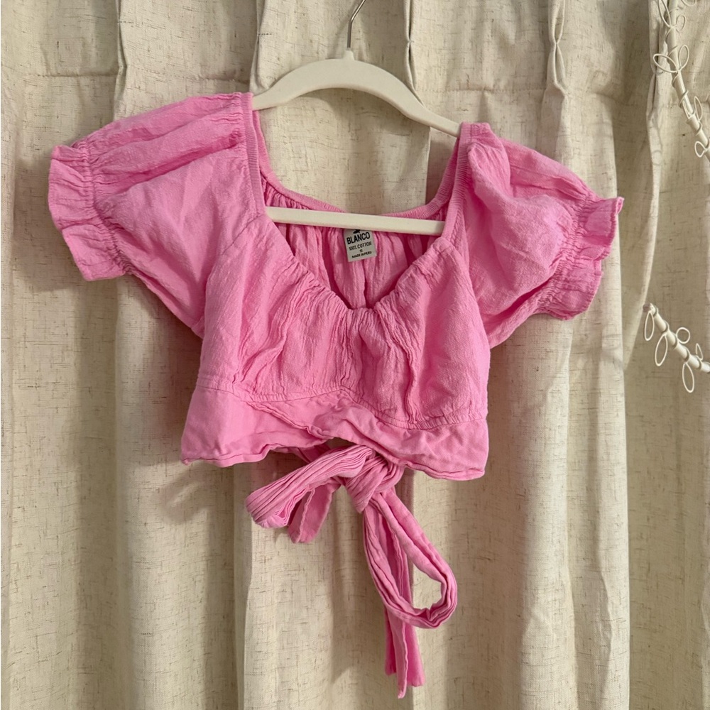 Elegant Pink Puff Sleeve Blouse by
